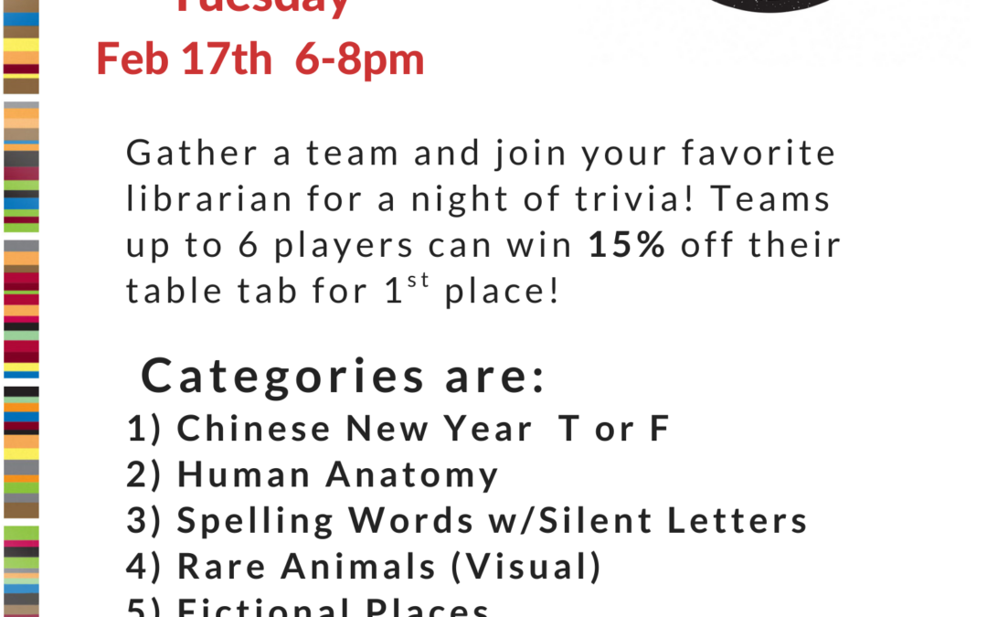 Trivia! Every Third Tuesday! Come and Play!