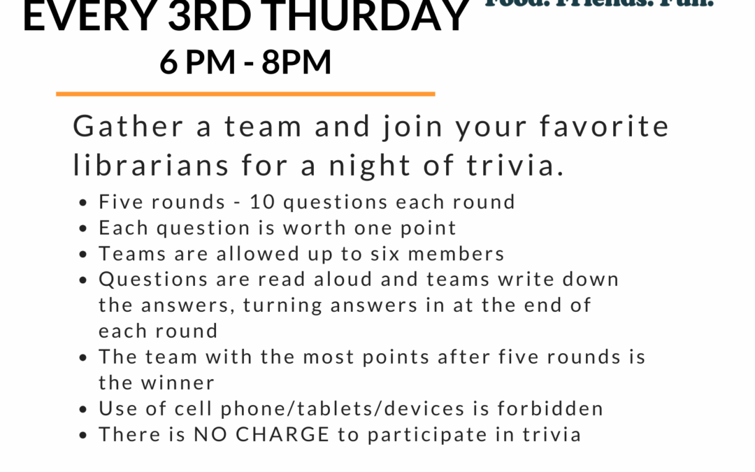 Trivia! Every Third Thursday! Come and Play!